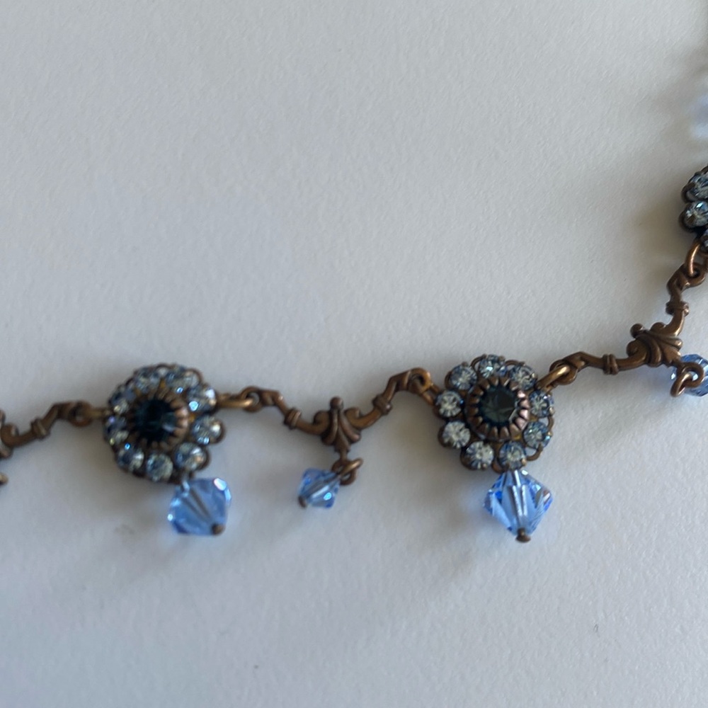 Liz Palacios Blue Crystal Floral Necklace - Picture 6 of 9